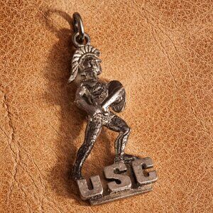 USC Trojan Vintage Antique Silver Charm Pendant - University Southern California